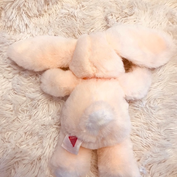 Vintage Dakin Bunny rabbit plush stuffed animal big eared bunny peach satin ears - Picture 3 of 5